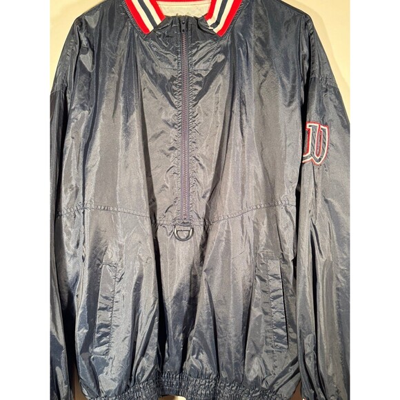 Vintage Wilson Nylon 1/2 Zip Pullover Windbreaker Jacket Navy Blue Red‎ Large - Picture 4 of 8